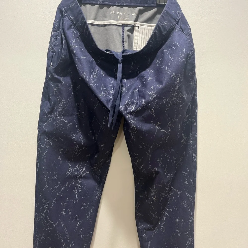 Peter Millar Men's SZ Small Golf Atlas Marble Performance Pants Navy Blue Strech